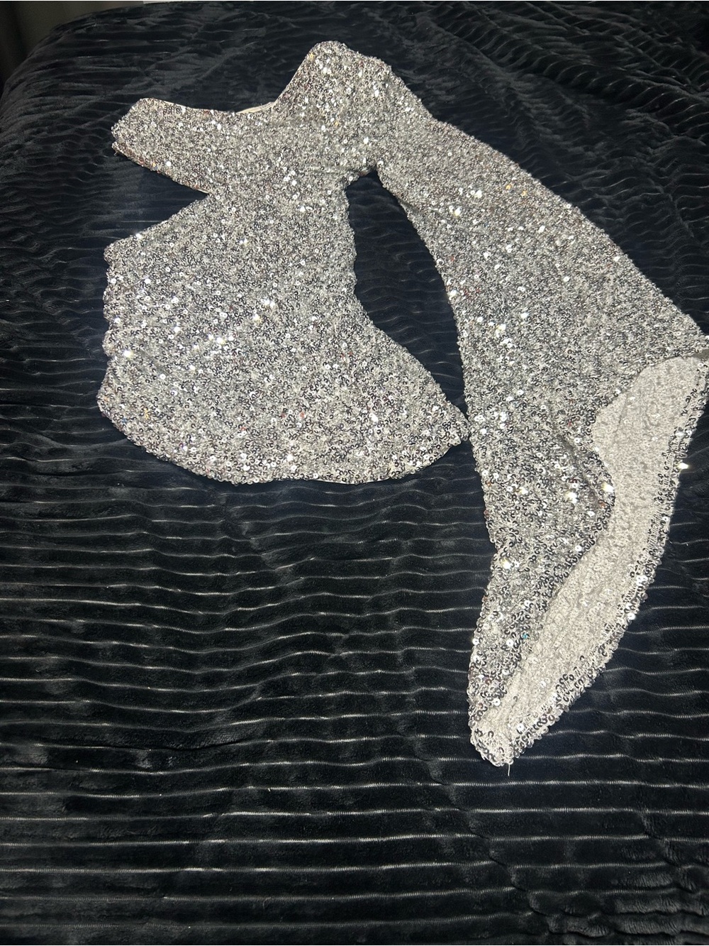 Silver Sequin Evening Gloves - Sparkling Formal Gloves